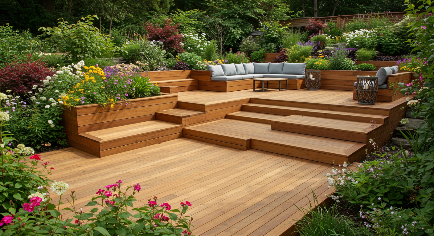 Multi-Level Deck with Greenery