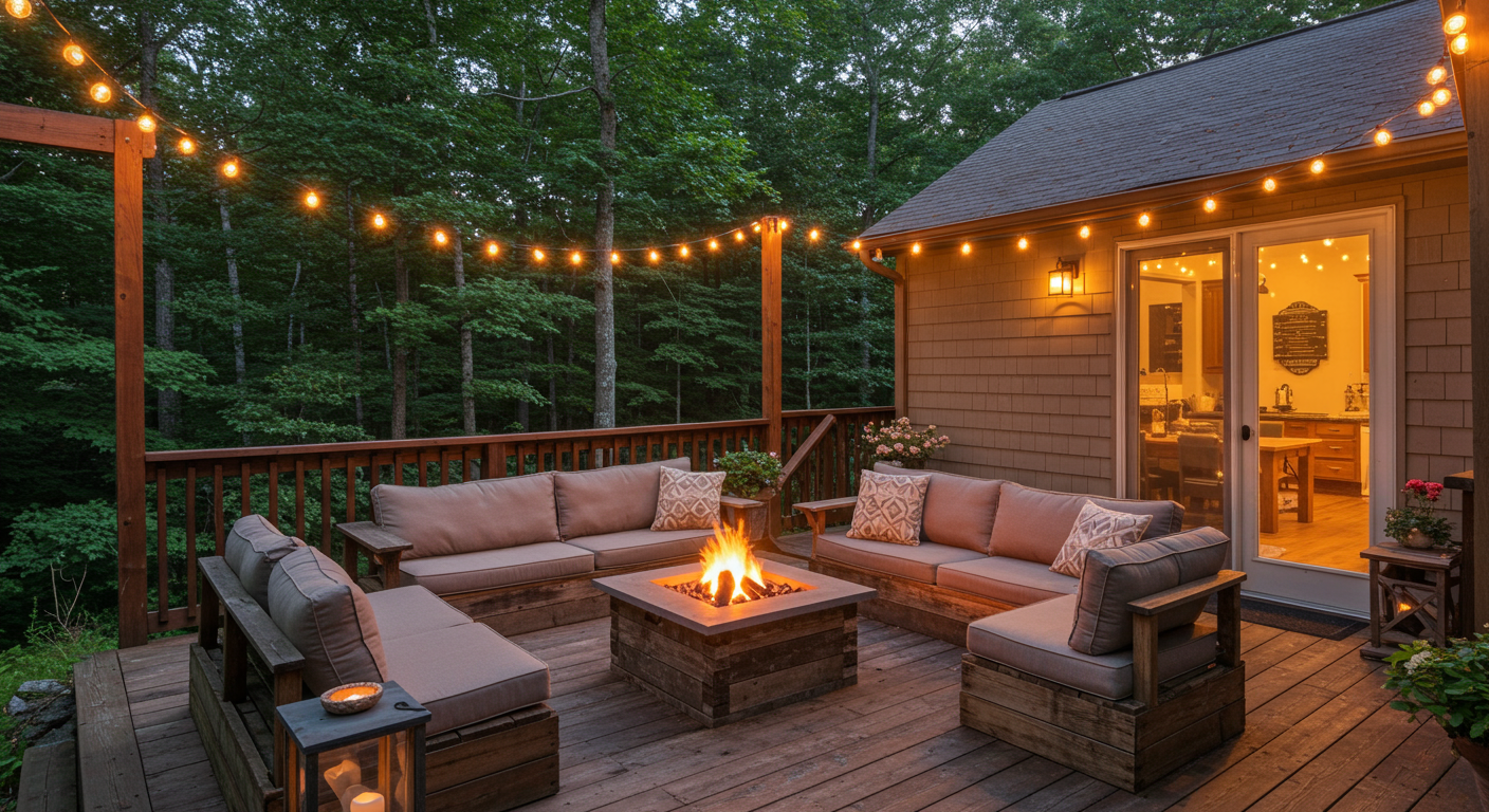 Rustic Deck with Fire Pit