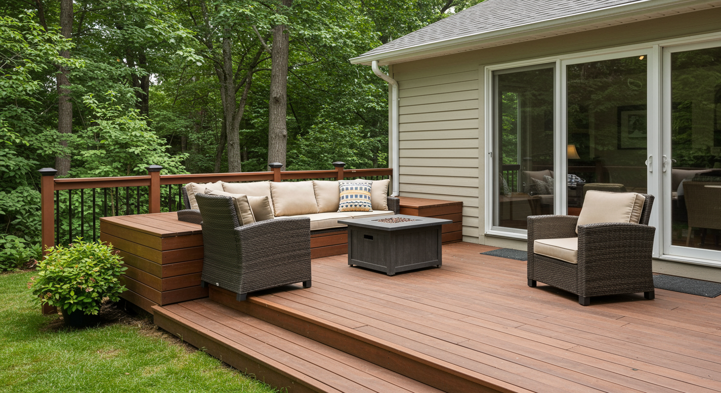 Family enjoying a beautifully designed deck space