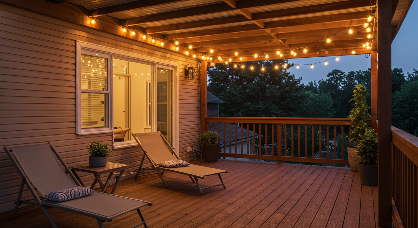 Deck with Pergola Lighting