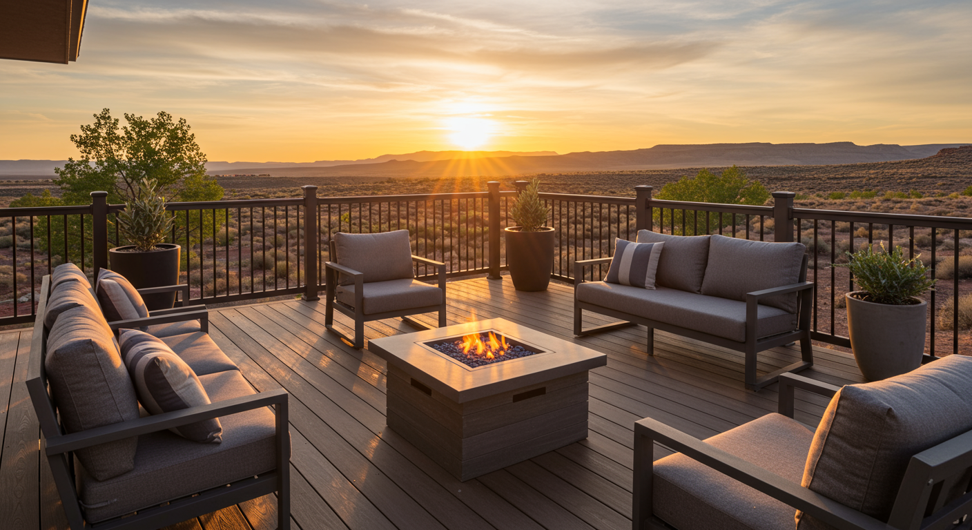 Modern Composite Deck at Sunset